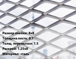 Сетка ЦПВС 8х8 s=0.7 1.5 Раскрой: 1.25х8 сталь